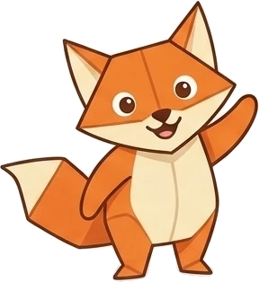 Friendly origami fox waving
